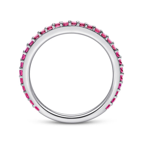 14K White Gold Ruby Stackable Ladies Ring