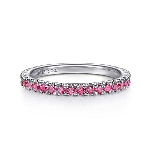 14K White Gold Ruby Stackable Ring