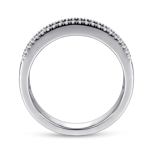 14K White Gold Sapphire Baguette and Diamond Row Band