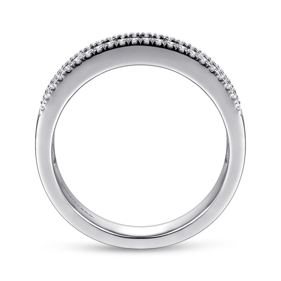 14K White Gold Sapphire Baguette and Diamond Row Band angle 2
