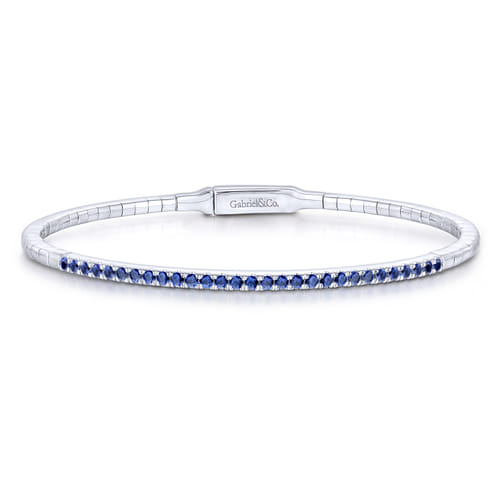 14K White Gold Sapphire Bangle