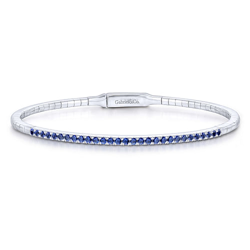 14K White Gold Sapphire Bangle