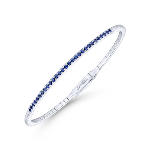 14K White Gold Sapphire Bangle