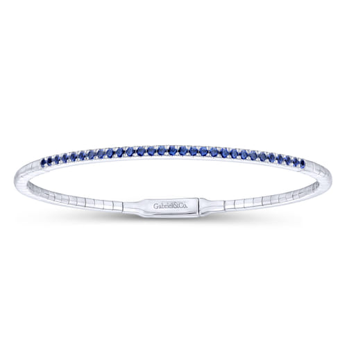 14K White Gold Sapphire Bangle