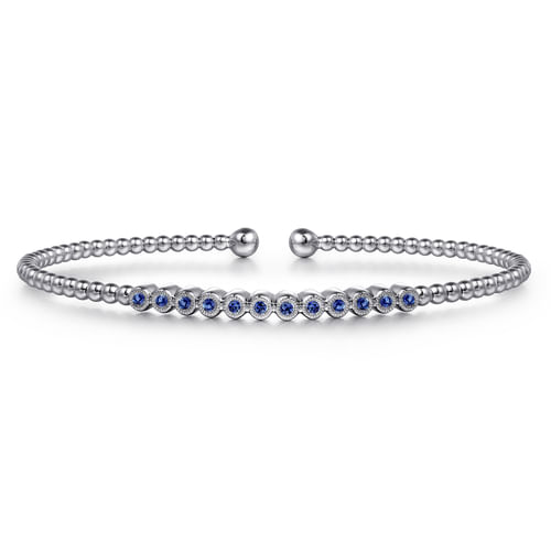 14K White Gold Sapphire Bangle
