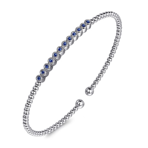 14K White Gold Sapphire Bangle