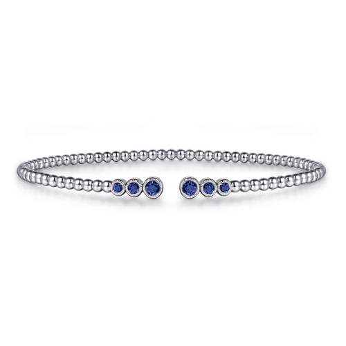 14K White Gold Sapphire Bangle