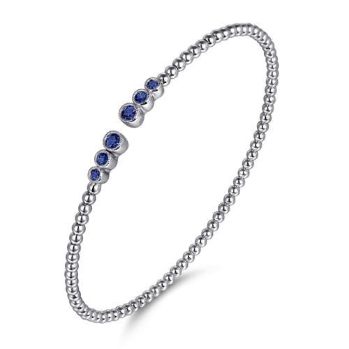 14K White Gold Sapphire Bangle