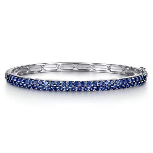 14K White Gold Sapphire Bangle