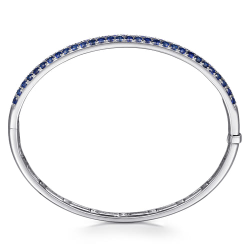 14K White Gold Sapphire Bangle