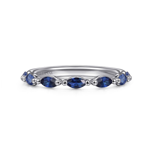 14K White Gold Sapphire Marquise Anniversary Band
