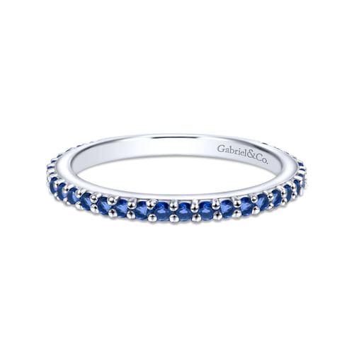 14K White Gold Sapphire Stackable Ladies Ring