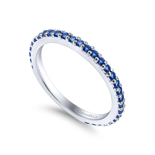 14K White Gold Sapphire Stackable Ladies Ring
