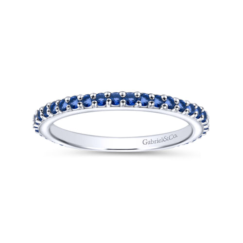14K White Gold Sapphire Stackable Ladies Ring