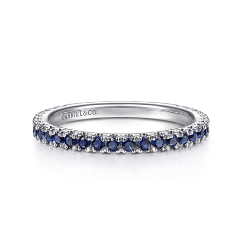 14K White Gold Sapphire Stackable Ring