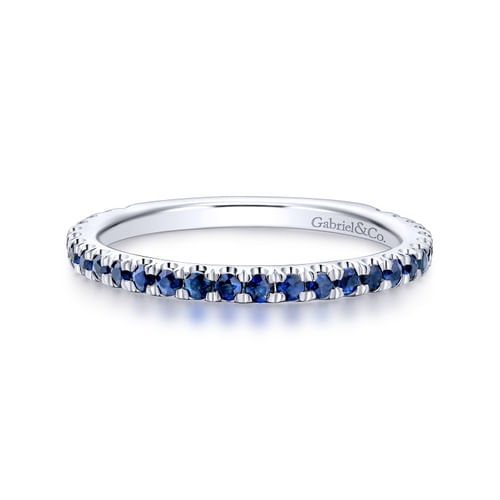 14K White Gold Sapphire Stackable Ring