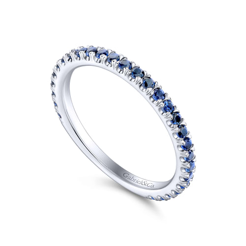 14K White Gold Sapphire Stackable Ring
