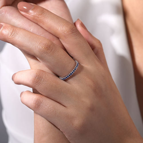 14K White Gold Sapphire Stackable Ring