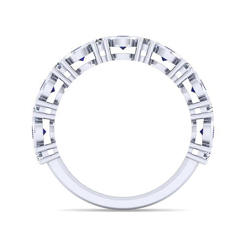 14K White Gold Sapphire and Diamond Anniversary Band