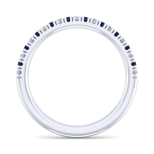 14K White Gold Sapphire and Diamond Anniversary Band