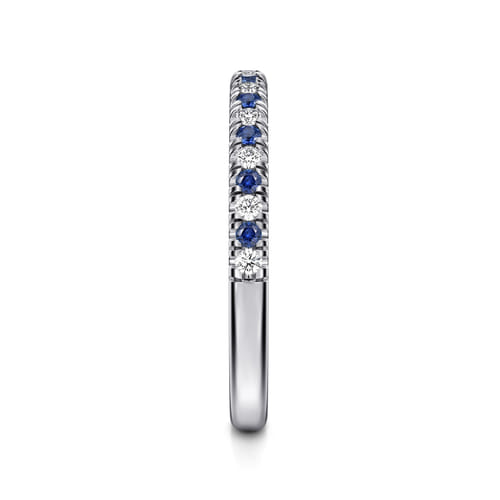 14K White Gold Sapphire and Diamond Anniversary Band