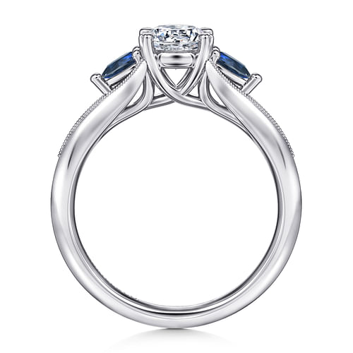 14K White Gold Sapphire and Diamond Engagement Ring