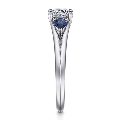 14K White Gold Sapphire and Diamond Engagement Ring