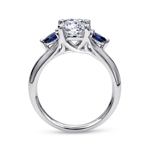 14K White Gold Sapphire and Diamond Engagement Ring