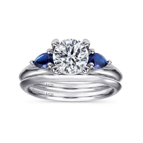 14K White Gold Sapphire and Diamond Engagement Ring