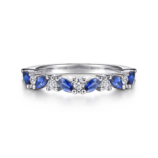 Gabriel - 14K White Gold Sapphire and Diamond Matching Wedding Band