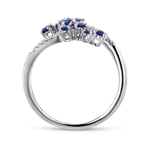 14K White Gold Sapphire and Diamond Open Wrap Ring