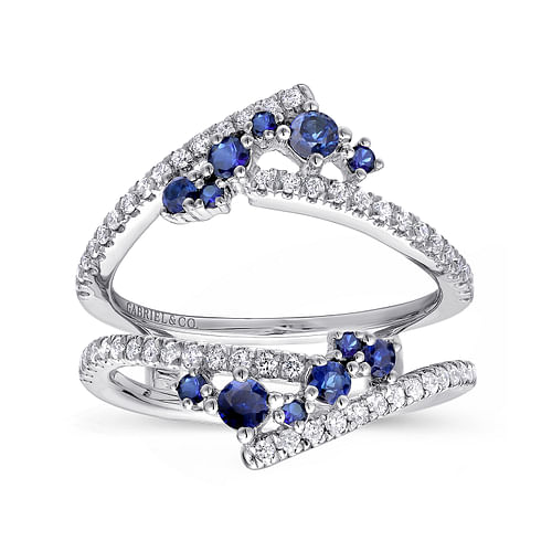 14K White Gold Sapphire and Diamond Ring Enhancer