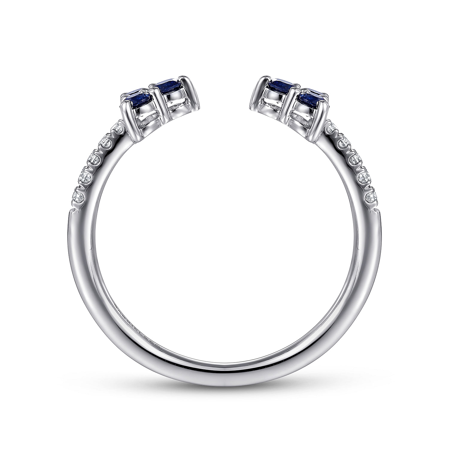 14K White Gold Sapphire and Diamond Split Ring