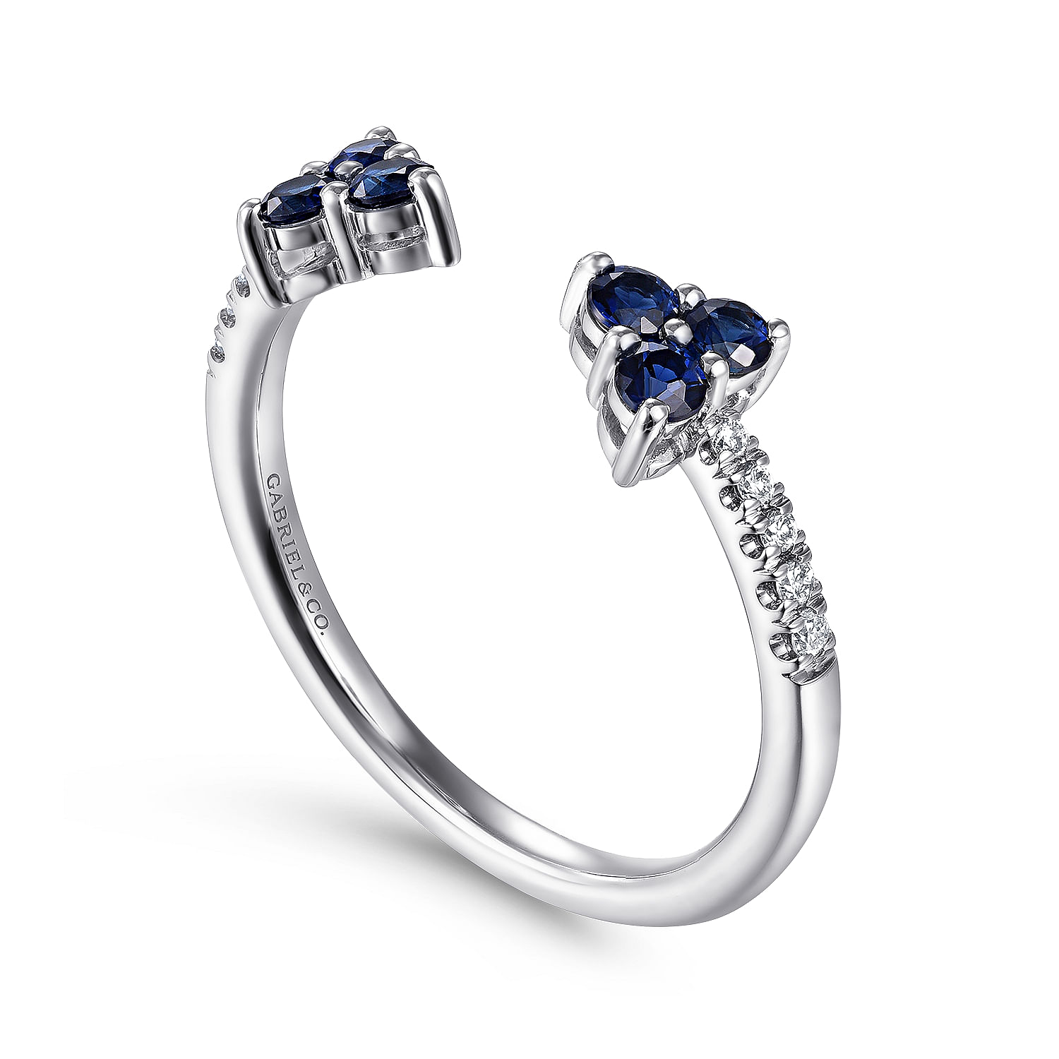 14K White Gold Sapphire and Diamond Split Ring