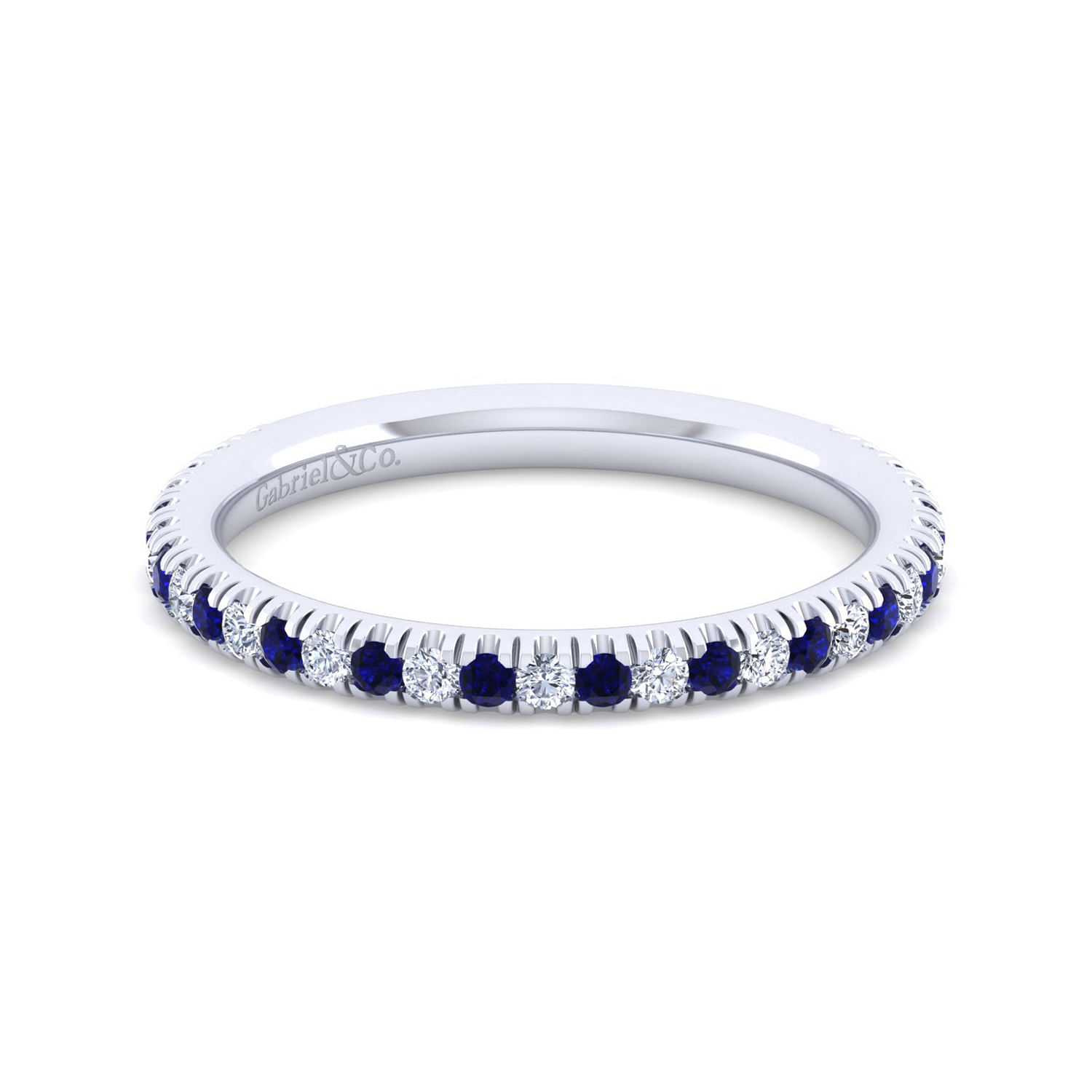 Gabriel - 14K White Gold Sapphire and Diamond Stackable Band