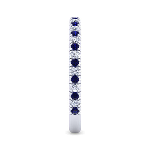 14K White Gold Sapphire and Diamond Stackable Band