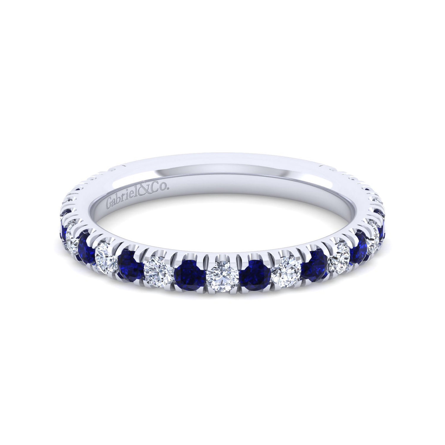 Gabriel - 14K White Gold Sapphire and Diamond Stackable Band