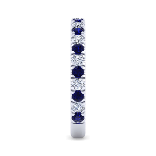 14K White Gold Sapphire and Diamond Stackable Band