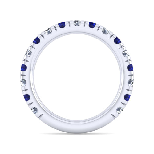 14K White Gold Sapphire and Diamond Stackable Band