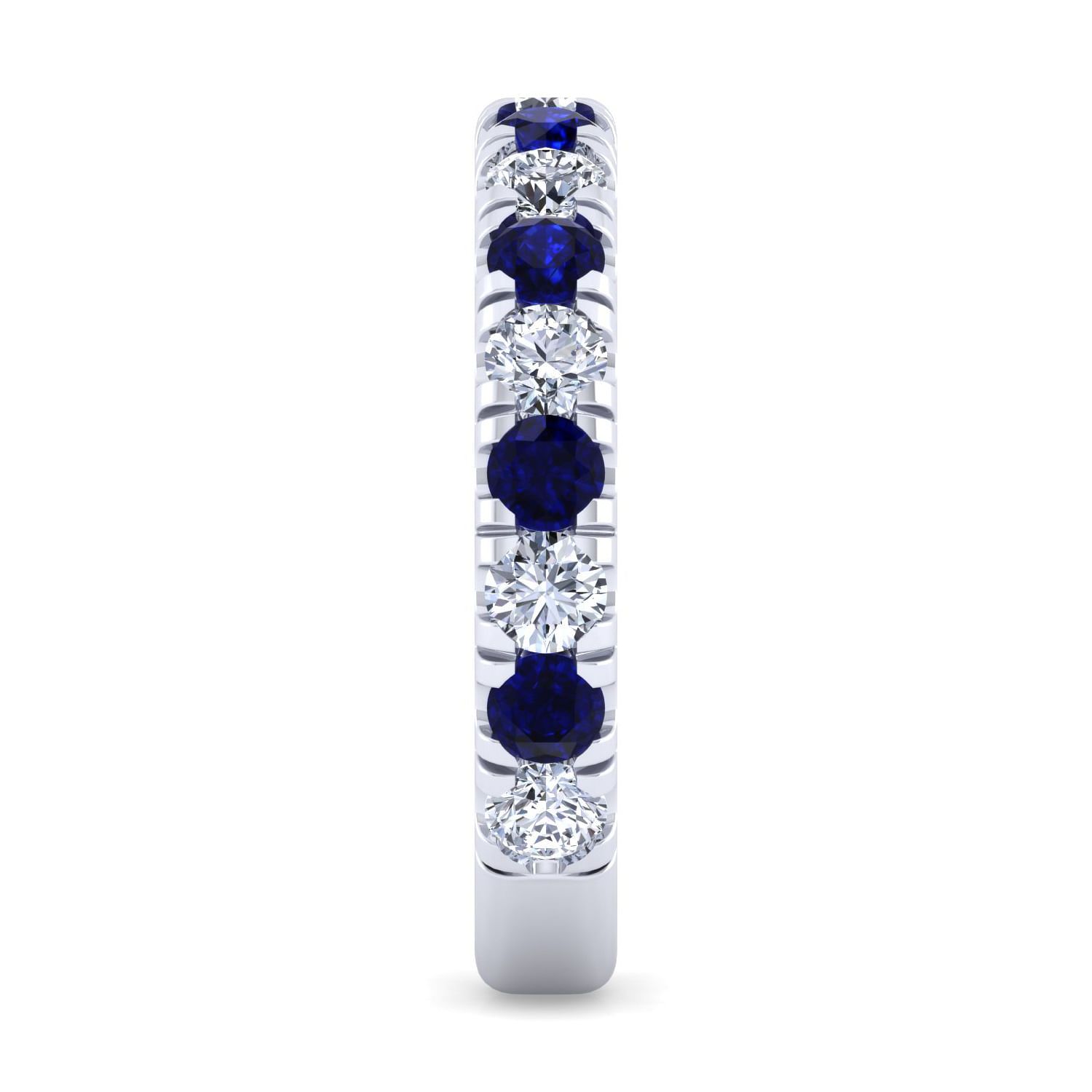 14K White Gold Sapphire and Diamond Stackable Band