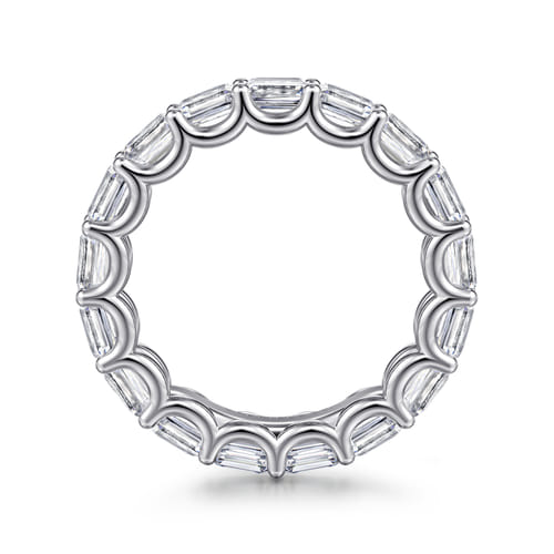 14K White Gold Scallop Setting East West Emerald Cut Diamond Eternity Band