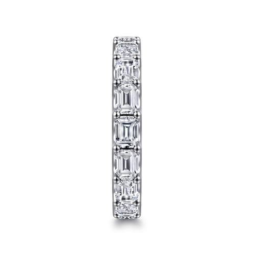 14K White Gold Scallop Setting East West Emerald Cut Diamond Eternity Band