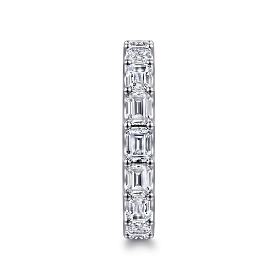 14K White Gold Scallop Setting East West Emerald Cut Diamond Eternity Band angle 4