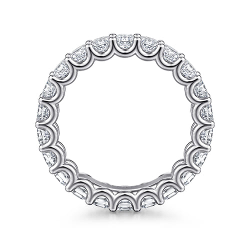 14K White Gold Scallop Setting Emerald Cut Diamond Eternity Band