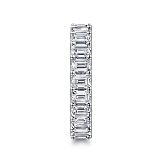 14K White Gold Scallop Setting Emerald Cut Diamond Eternity Band angle 4