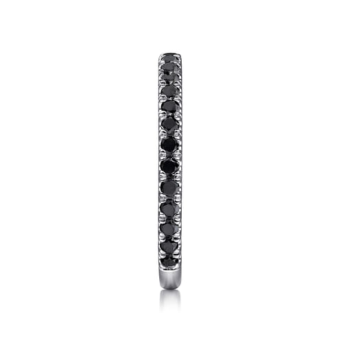 14K White Gold Scalloped Black Diamond Stackable  Ring