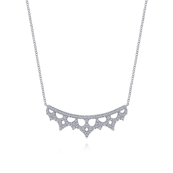 Gabriel - 14K White Gold Scalloped Diamond Bib Necklace