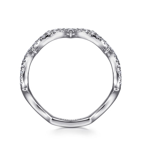14K White Gold Scalloped Diamond Ring