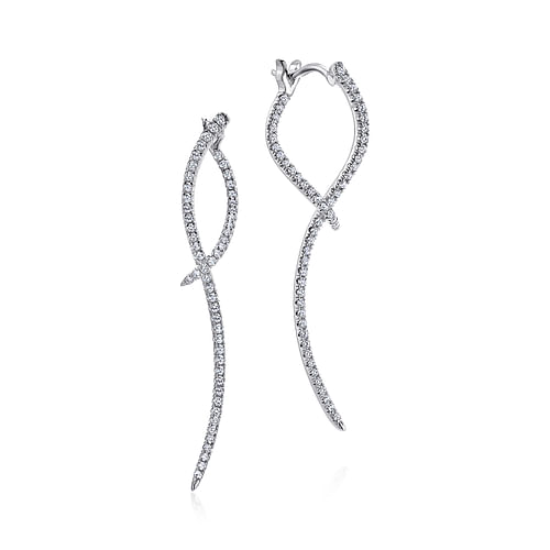 14K White Gold Sculptural Diamond Drop Earrings