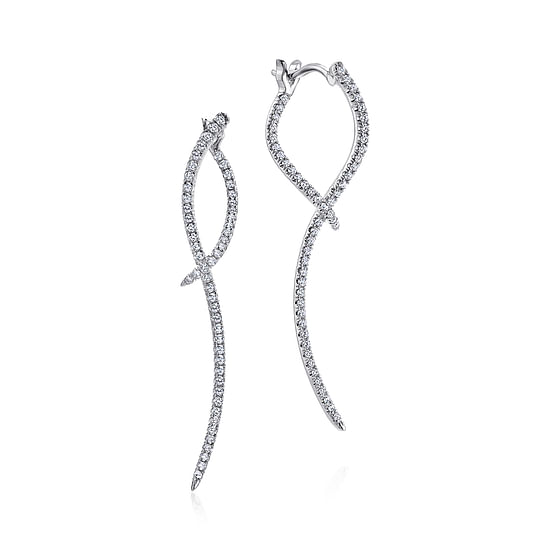 Gabriel - 14K White Gold Sculptural Diamond Drop Earrings